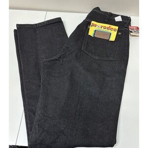 Vintage WRANGLER Western Cowgirl Rodeo High Rise Black Denim Jeans 30 x 32 NOS